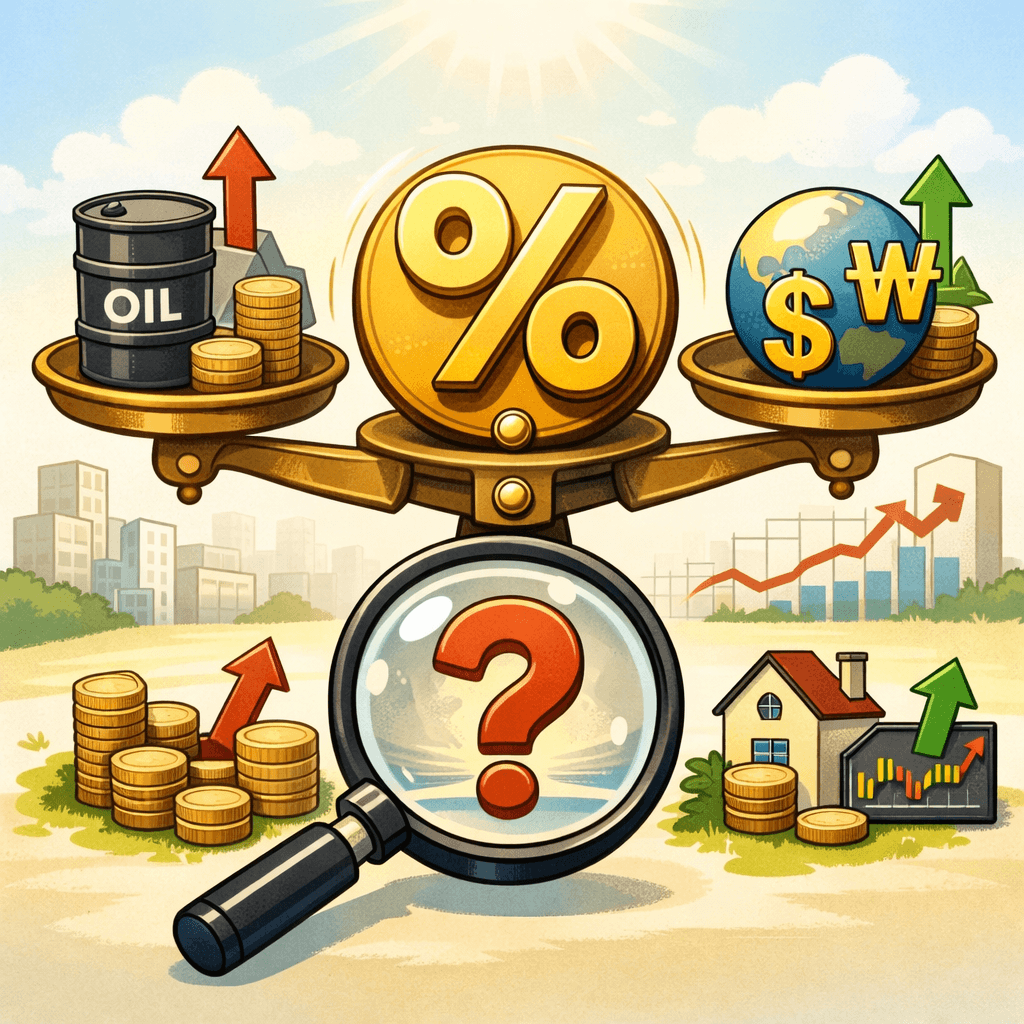 Illustration comparing interest rates, oil prices, and exchange rates, highlighting interest rate as the most important factor in investment decisions.