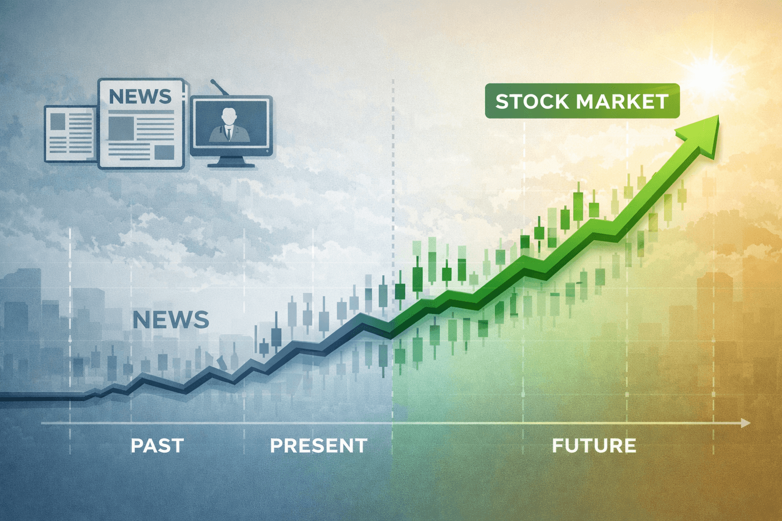 Stock market rising ahead of news, illustrating how financial markets price future expectations before current events.